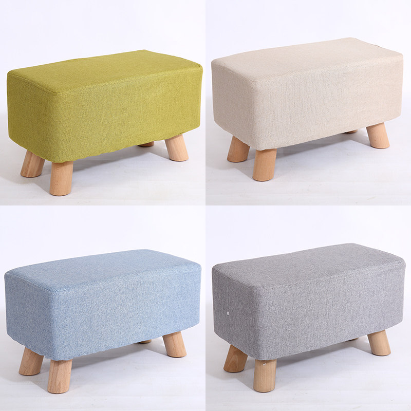 Small stool home fabric changing shoe stool living room sofa stool coffee table stool solid wood long stool net red creative small stool