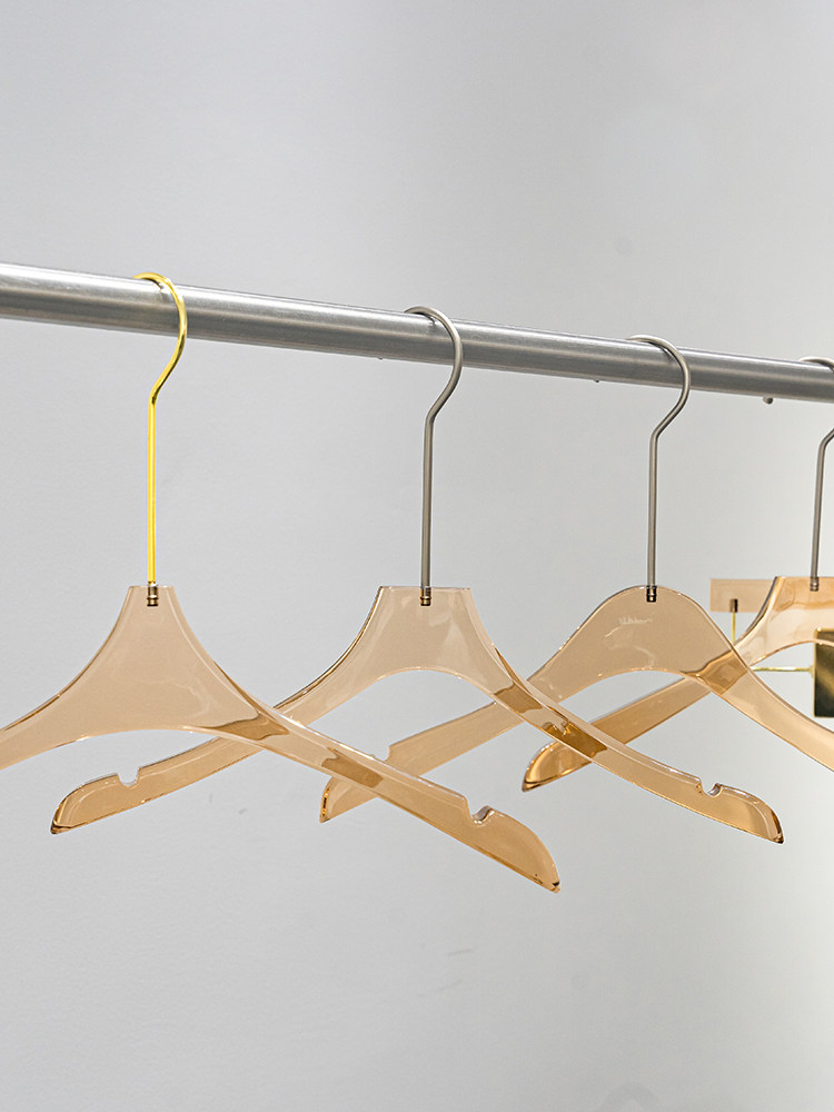 Hangers for clothing stores special non-slip non-marking high-grade acrylic brown transparent hangers for children's pants clip pants rack