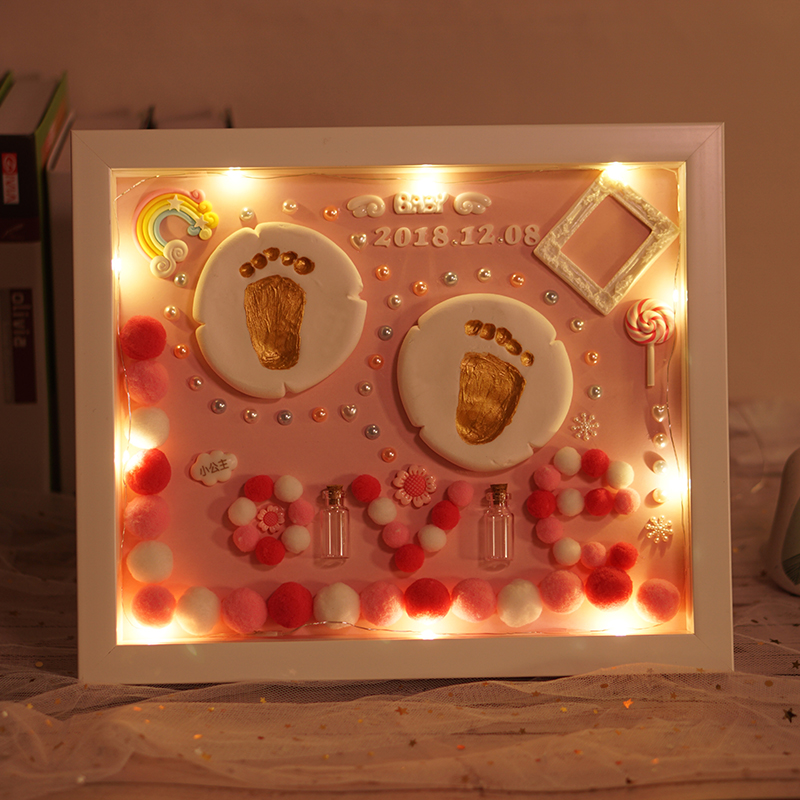 Baby hand and foot print commemorative photo frame Baby hand and foot print full moon full moon 100 days newborn year-old gift