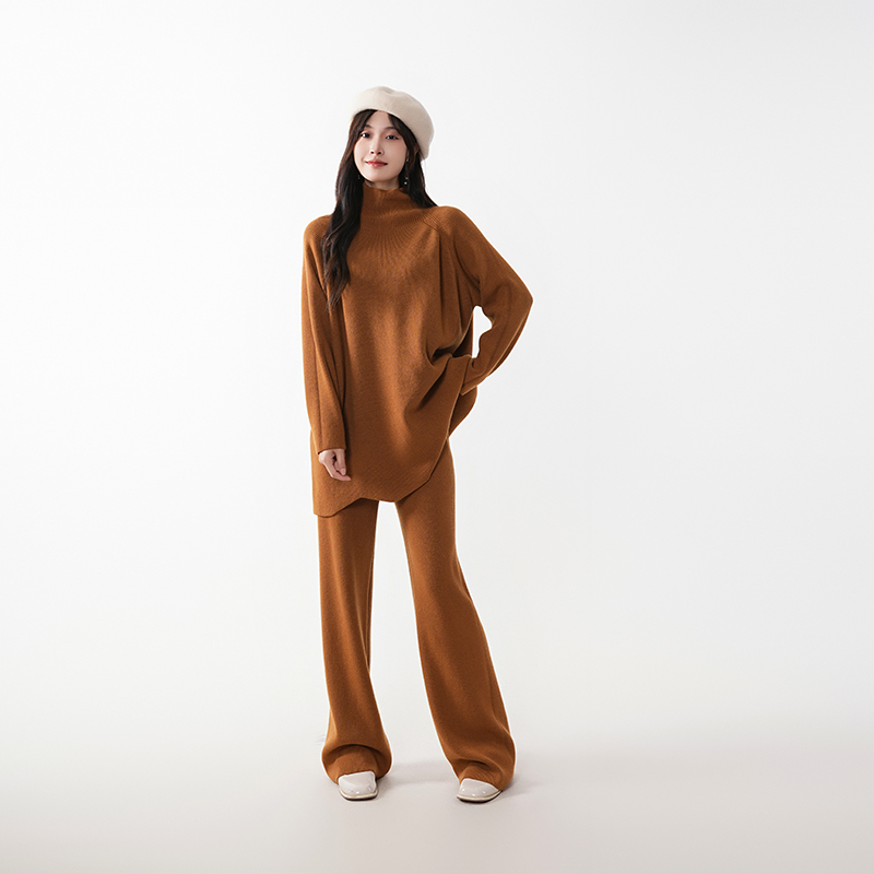 Fashionable Versatile Knitted Suit for Women 2023 Autumn and Winter Large Size Loose Warm Sweater + Casual Straight-Leg Pants Two-Piece Set Fashionable Versatile Knitted Suit for Women 2023 Autumn and Winter Large Size Loose Warm Sweater + Casual Straight-Leg Pants Two-Piece Set