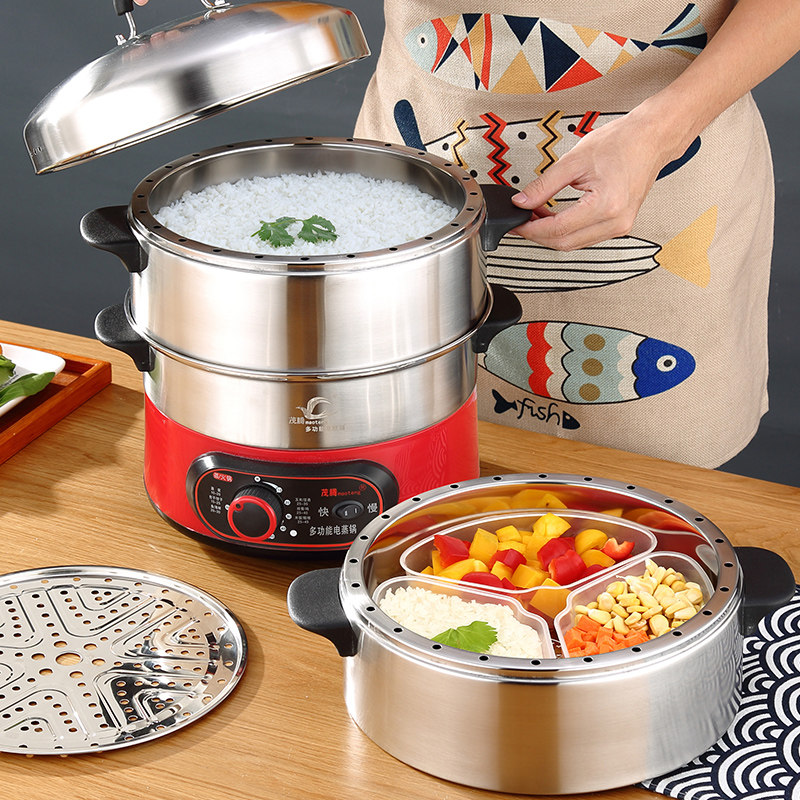 Home Multifunction Electric Steam Boiler Automatic Power Cut Multilayer Large Capacity Steam Pan Small Steam Dish Rice Ladle Electric Steam Cage