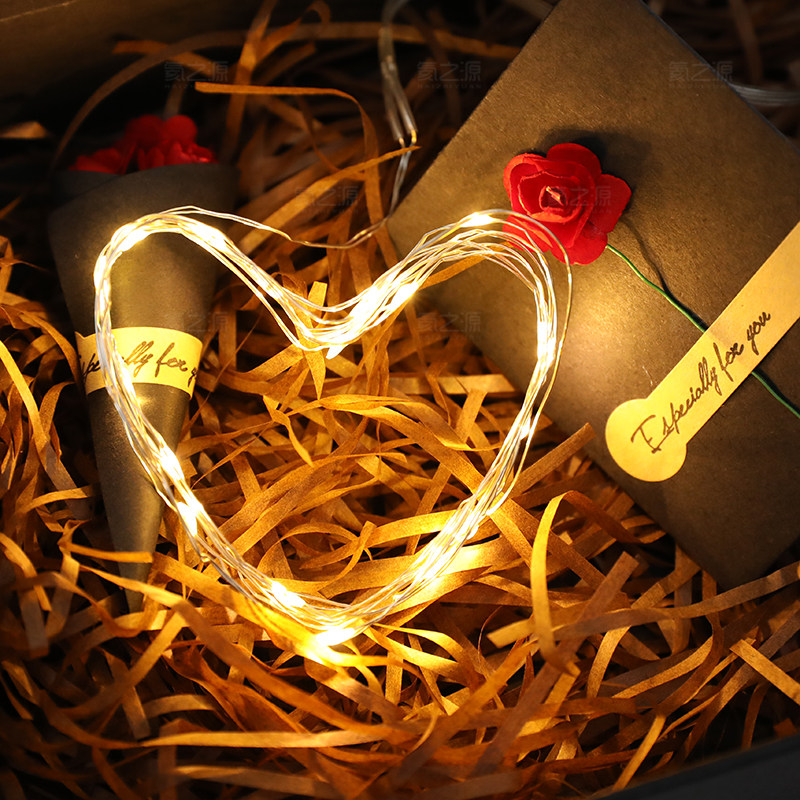Copper wire copper wire light string light small bulb girl heart led star DIY decoration mini lantern firefly net red light