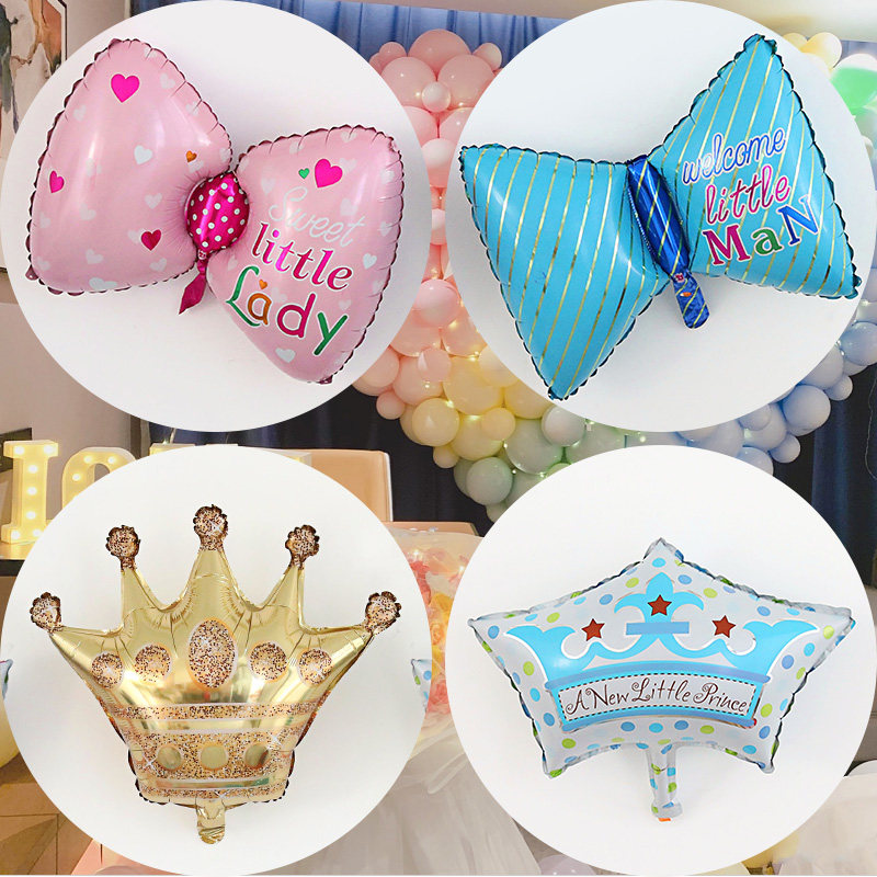 Bow knot aluminum film balloon baby crown birthday arrangement one-year-old hundred weather balloon decoration baby show arrangement