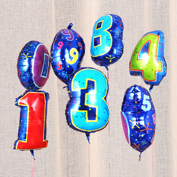 U.S. imports special-shaped digital birthday party children's one-year-old arrangement color aluminum film aluminum foil balloons 0-9 optional
