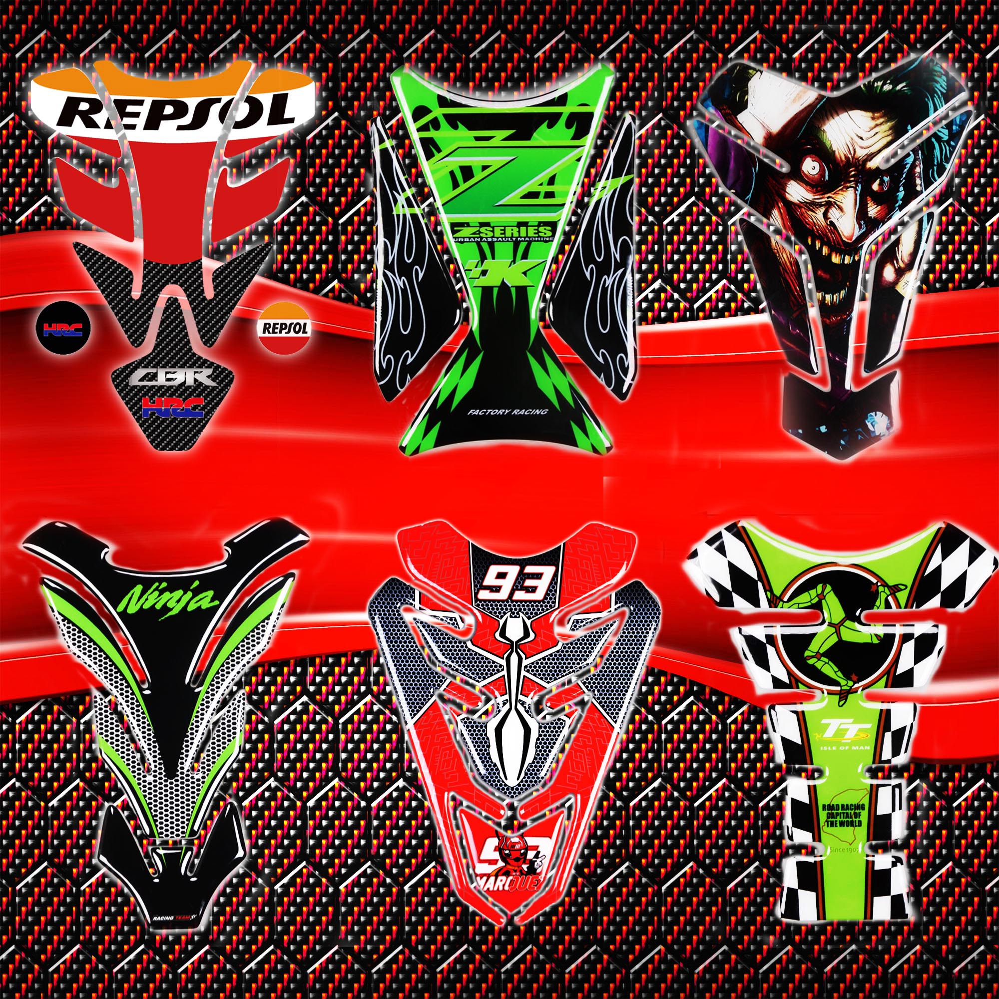 Locomotive modified fishbone stickers Huanglong 600 sports car epoxy fuel tank stickers Rossi 93 Marquez 3D stickers