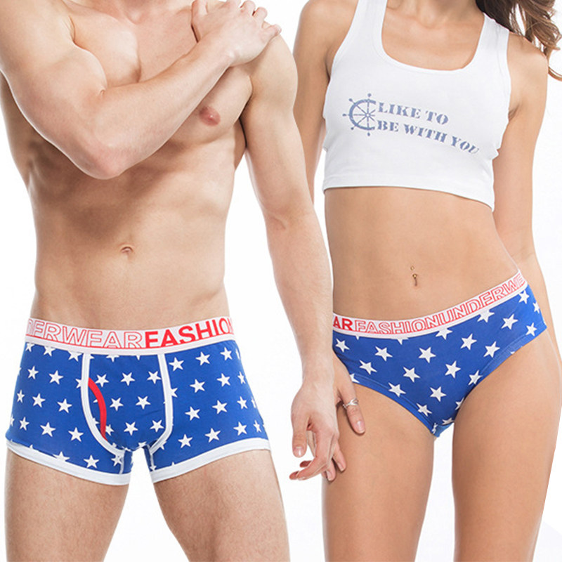 Quality pure cotton lovers underwear stars fashion British Blue comfortable youth tide women's pants men's boxers
