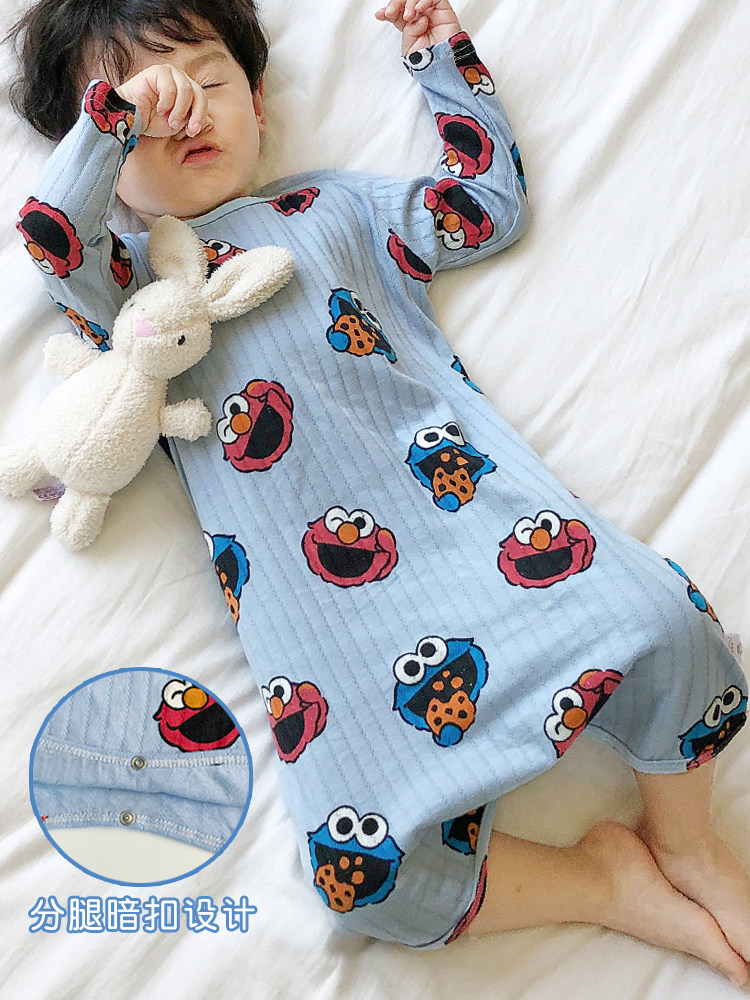 GIRLS PAJAMAS SPRING AND AUTUMN COTTON 1 CARTOON 2-5 YEARS OLD BABY ONE-PIECE PAJAMAS BOYS THIN CHILDRENS KICK-PROOF HOME CLOTHES