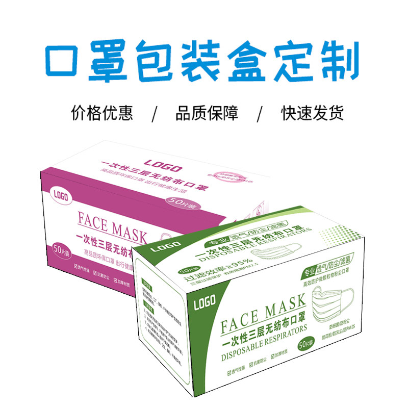 Custom mask packaging box Customized Once contained empty box English Design to make a color print white paper jam