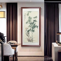 Bamboo newspapers Ping An 8 square feet hand-painted country painting Living room Book room fresco hanging bamboo owner has Fuzhu rich and auspicious