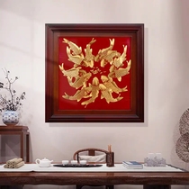 (Three Chic Imperii) thirteen Fish Gold Sculpture Painting Oriental Red Copper Reliefs Craftsmanship Pure Hand Engraving