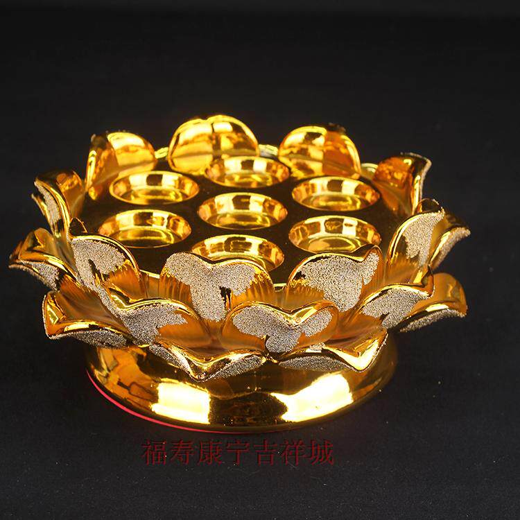 Lotus ceramic lamp holder Buddhism for lamp crisp oil lamp temple Buddha Hall lamp Seven color lotus lamp Buddhist lamp