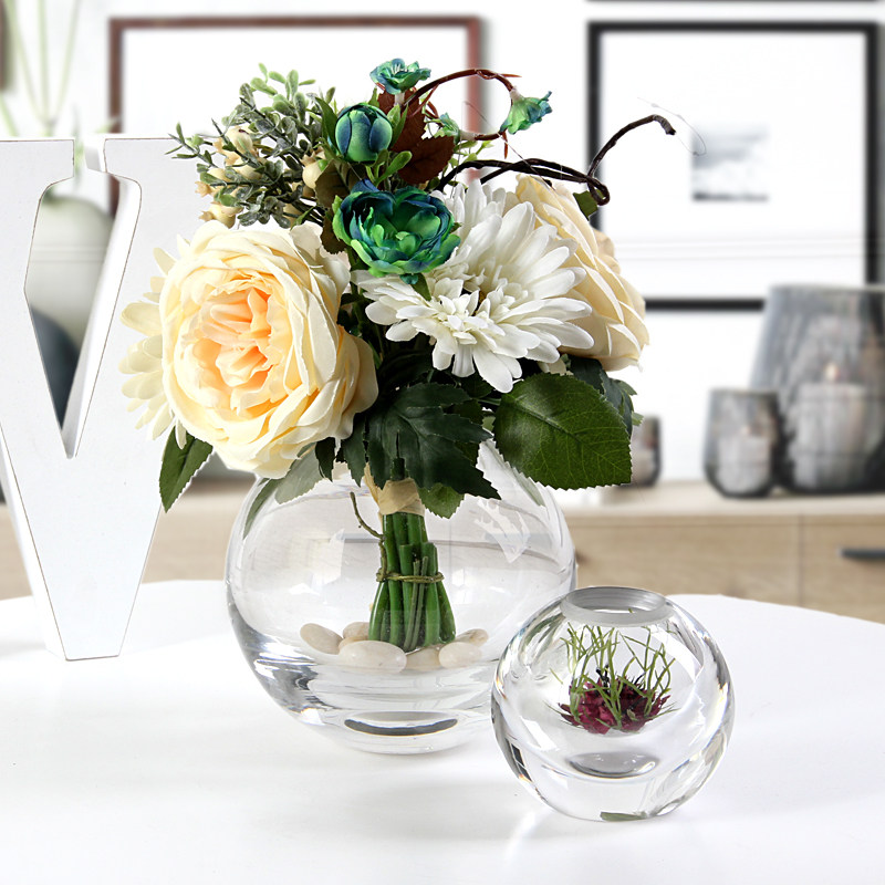 Modern minimalist glass flower-flower vase European-style creative living room glass floral Nordic Home Decorative Hem