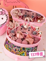 ~ Childrens hair accessories set Gift Box storage box girl hairclip girl hair card headgear baby does not hurt rubber band