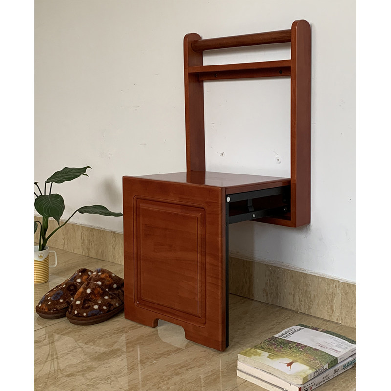 Solid Wood Changing Shoes Stool Folding Stool XUANGUAN INVISIBLE WALL-MOUNTED HANGING WALL TYPE DOORWAY HOME FOOTSTOOL IN THE FAMILY WALL CHAIR WEARING A SHOE STOOL