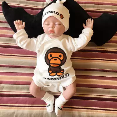 Gorilla baby bag fart suit Newborn baby men and women one-piece newborn clothes spring and summer triangle coat set