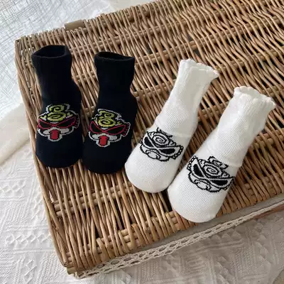 Neonatal 0-3 months baby socks pure cotton socks spring summer cotton baby socks hand-stitched head non-slip dispensing