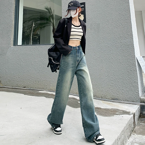 Ретро приталенные джинсы, летние штаны, оверсайз, высокая талия, свободный прямой крой