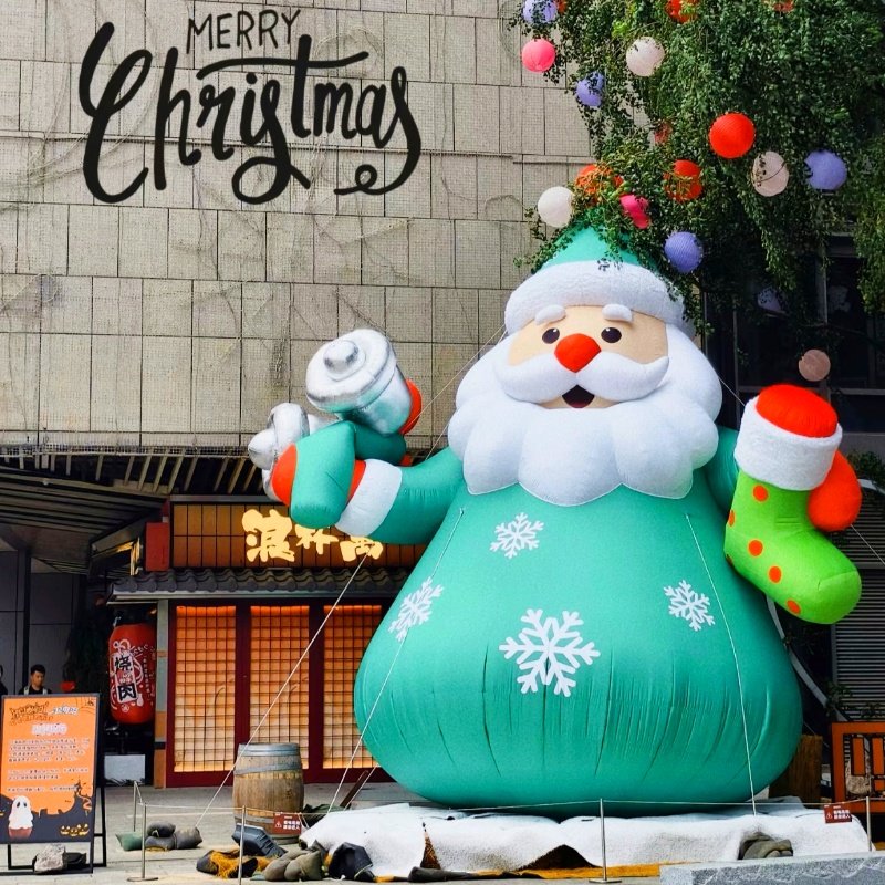 2025圣诞美陈怎么玩转圣诞书本气模定制创意发光充气圣诞老人雪人？