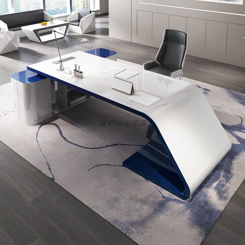 Painted Boss Desk White Simple Modern President Desk Creative Fashion Ladies Beauty Salon Office Desk Chair