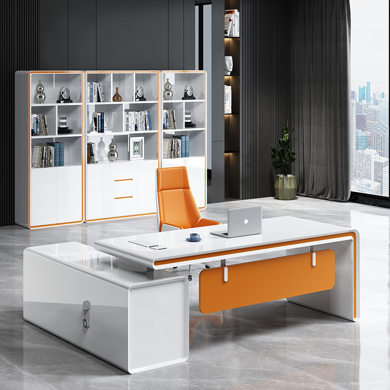 Painted white desk simple modern creative president table high-end fashion lady boss office desk and chair combination