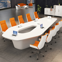 White paint edge length table shape of the table shape of the modern conference room office long strip · chair combination
