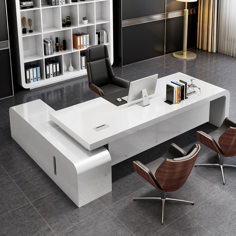 White paint fashion desk simple modern president table manager table boss table and chair combination executive desk furniture