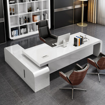 White Paint Fashion Desk Simply Modern President Table Manager Table Boss Table and Chair Combined Large Stage Furniture