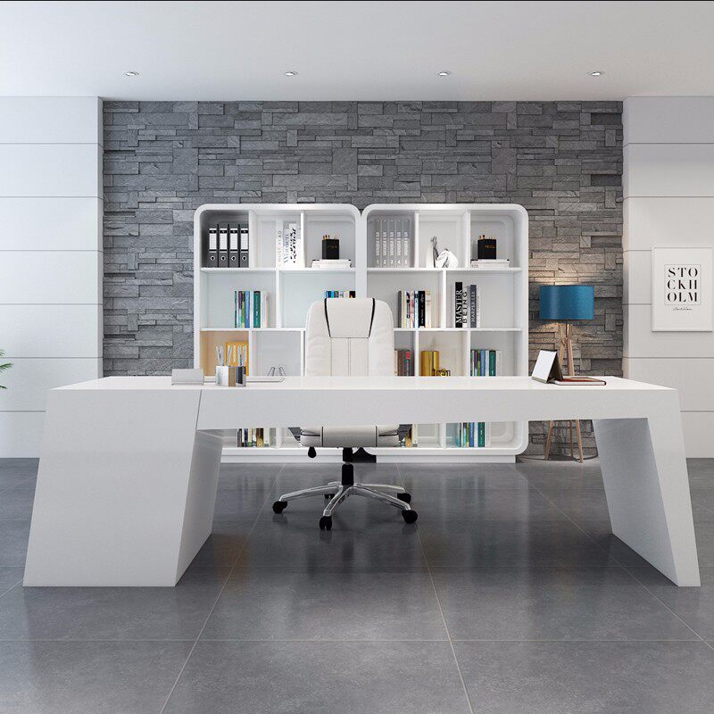 Medical Beauty Consulting Table White Paint Simple Modern Boss Fashion Manager Beauty Salon Desk Chair Supporting Bookcase