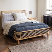 Nordic rattan rattan bed wabi-sabi style ins hotel B&B 1 8-meter double bed simple art furniture bed
