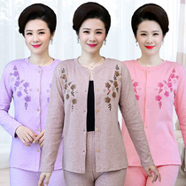Autumn clothing for the elderly womens inner wear set pure cotton middle-aged and elderly peoples linen clothing open placket warm and thickened underwear for the elderly and grandma