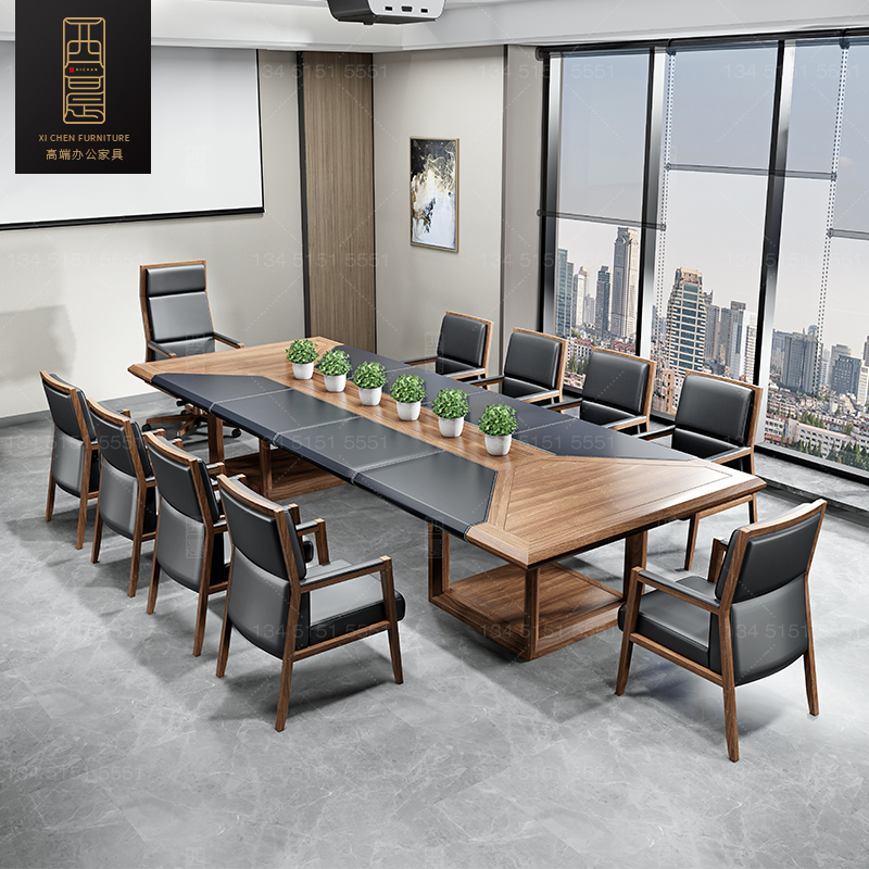 Conference table long table brief about modern desk Large Nordic solid wood rectangular company meets to negotiate table and chairs combination