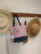 Korean niche grid storage handbag large capacity original simple beach bag commuting pink bucket bag summer