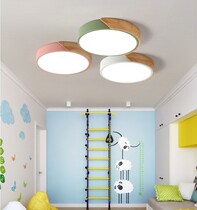 National Nordic log macaron bedroom LED ceiling lamp ultra-thin simple solid wood high light transmission lamps