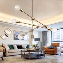 Chongqing main city bag installation Nordic wrought iron minimalist chandelier magic bean brass Golden Living room bedroom lamp