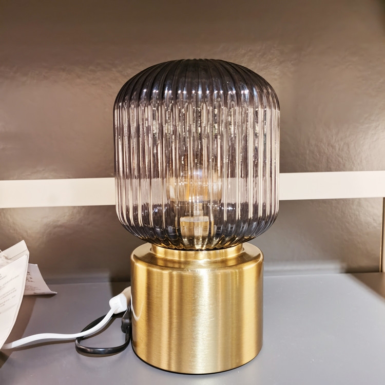 Ikea Solkring Table Lamp Chandelier Wall Lamp Brass Transparent Glass Lampshade Retro Simple Bedside Lamp
