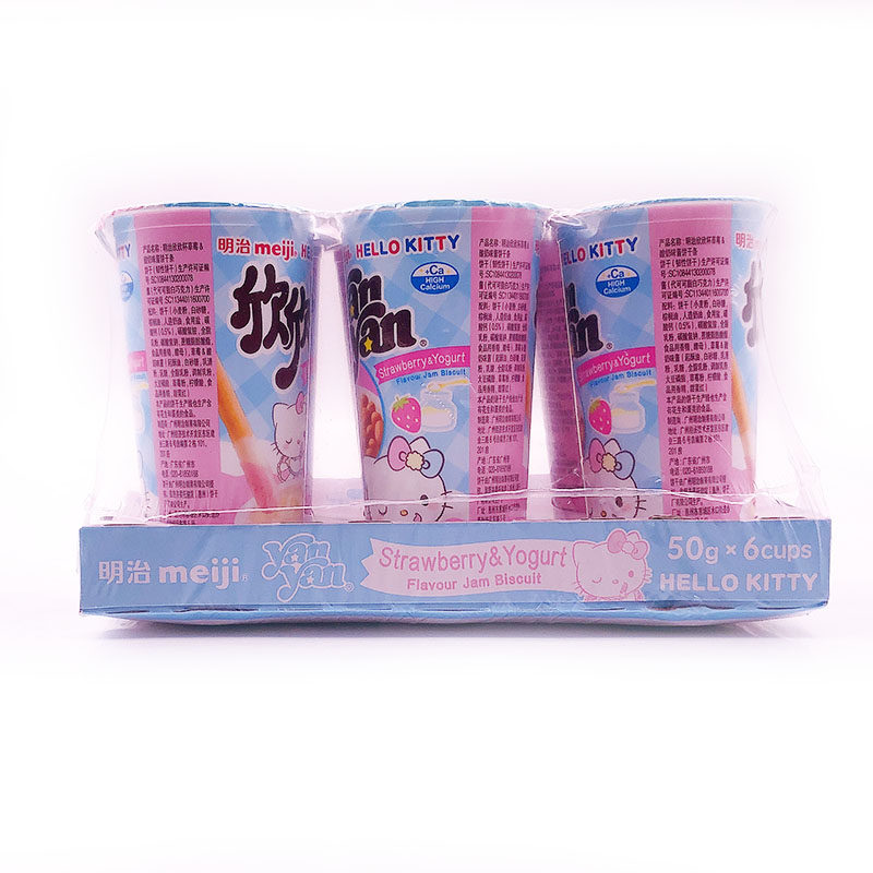 Meiji Xinxin Cup Snack Strawberry Yogurt Finger Biscuits Sauce Cup Chocolate Jam Cup 50g*6 Cups