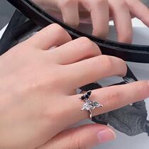 Trendy dark Hong Kong style butterfly ring cool and handsome niche design high-end and exquisite retro street hip-hop style ring