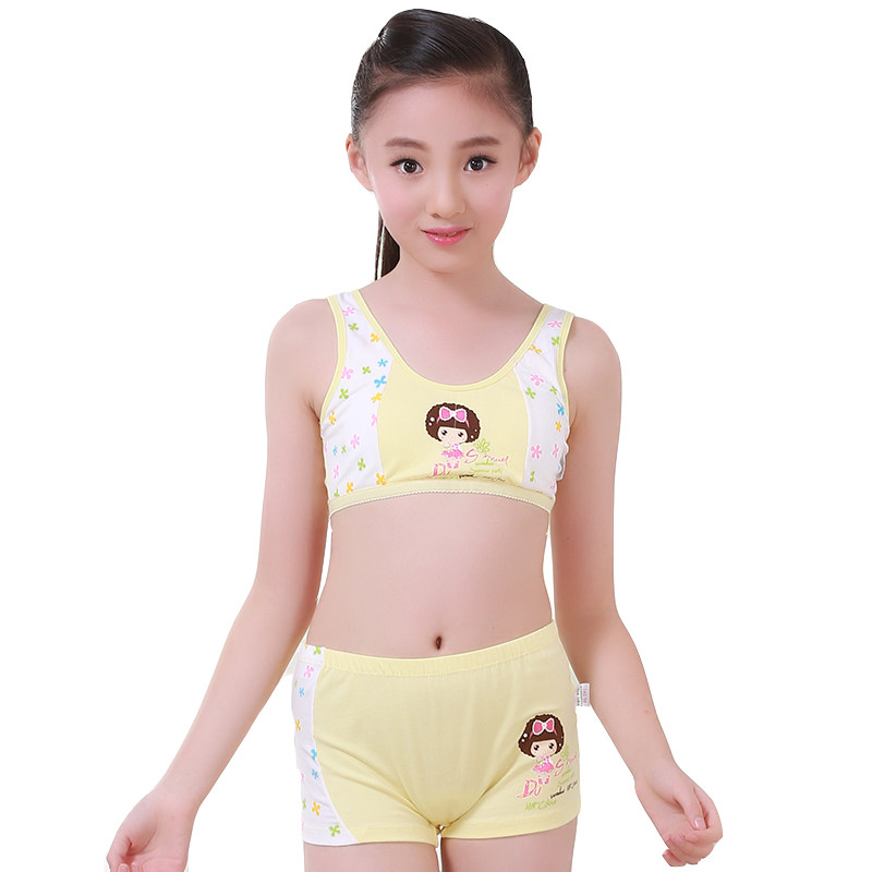 Girls' Underwear Vest Development Period 9-12 Years Old Pupils Middle School Children's Underwear Suit Cotton Student Bra