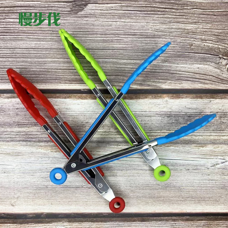 8 Inch Grill Clip Plastic Silicone Food Bread Cracker Steak Stainless Steel Food Cooking Nip Kitchen Tool-Taobao