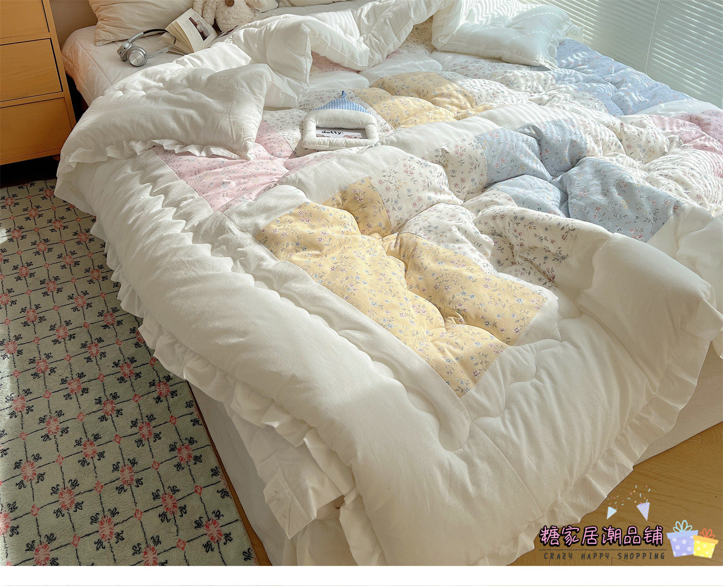 Одеяло в корейском стиле с большими кружевами, легкое всесезонное одеяло для двуспальной кровати, машинная стирка