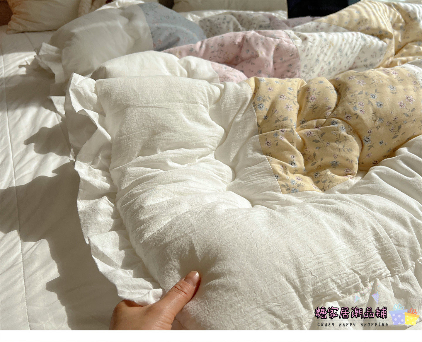 Одеяло в корейском стиле с большими кружевами, легкое всесезонное одеяло для двуспальной кровати, машинная стирка