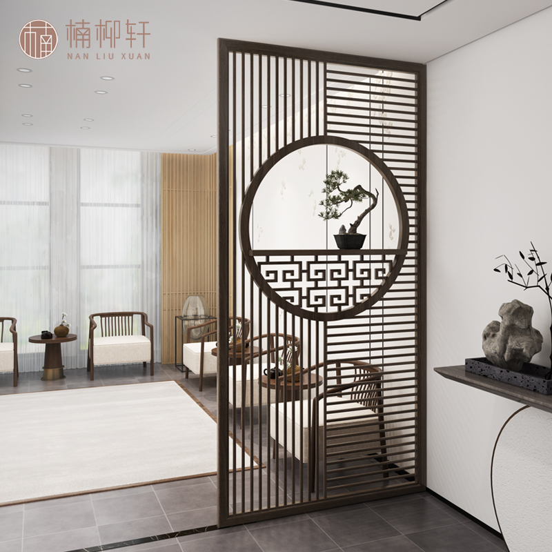 New Chinese-style Screen Partition Living Room Entrance in the house Entrance Xuanguan Shielded modern minimalist Zen Imaginboard Solid wood Grilles Home