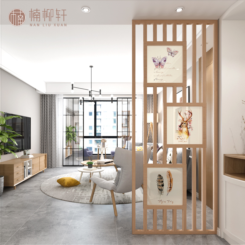 Screen partition Living room entrance door brake decoration Solid wood hollow Nordic simple modern light luxury household customization