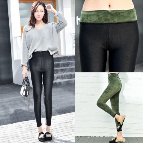 Cộng với quần legging nhung dày cho nữ mặc eo cao bó sát mùa thu đông mới quần nhung ngải cỡ lớn quần nhung ấm quần áo nữ đẹp