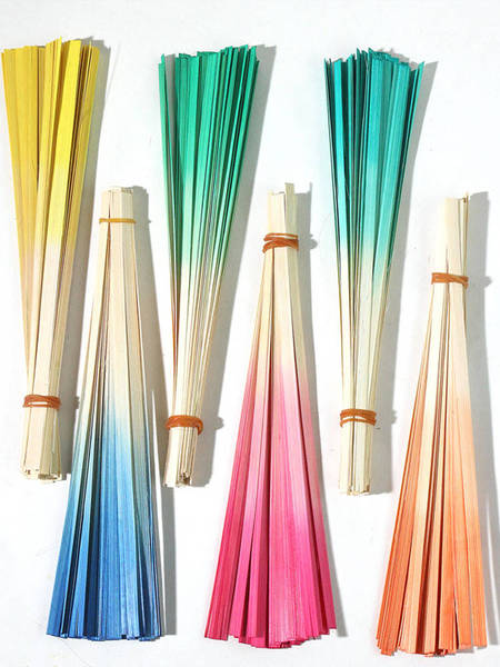 Bamboo Fan Materials: Bamboo Strips, DIY Gradient Color Bamboo Pieces, Bamboo Weaving Tool Kit, Children's Handmade Bamboo Fan