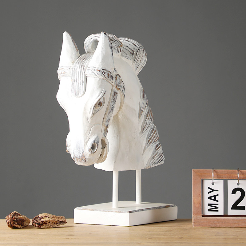 Resin animal ornaments horse head creative modern living room TV cabinet wine cabinet porch furnishings craft home decorations