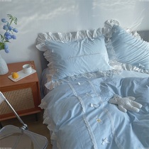 (Rich Mountain Strawberry) Immortals small daisies full cotton washed cotton four pieces of small fresh pure cotton embroidered bed with supplies