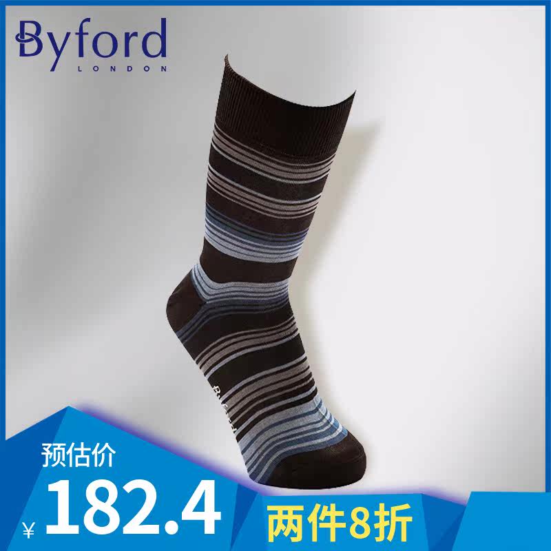 Byford men's mercerized cotton knitted gentleman business socks mid-tube men's socks BI9363