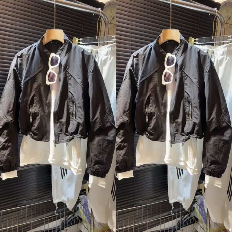 European Style Stand-Up Collar Pocket Zipper Short Jacket 2026 Autumn New Baseball Jacket Versatile Casual Cardigan for Women European Style Stand-Up Collar Pocket Zipper Short Jacket 2026 Autumn New Baseball Jacket Versatile Casual Cardigan for Women