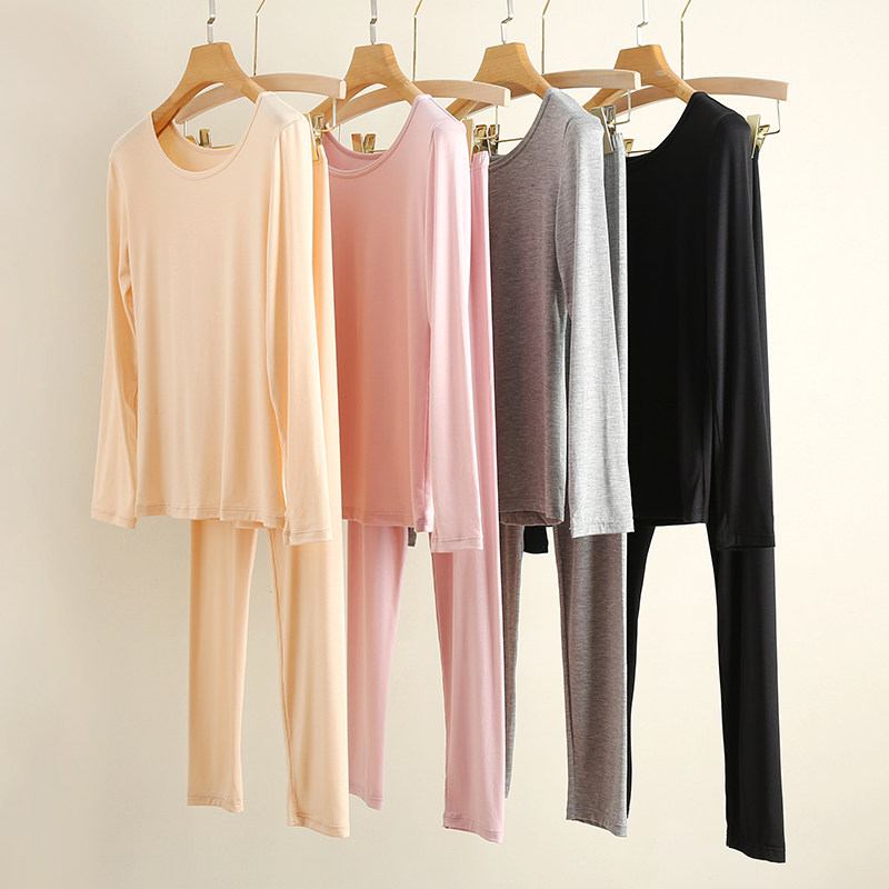 Modal autumn clothes sanitary trousers women's suit thin section tight no trace large size 200 catties close-fitting bottoming warm clothes autumn and winter